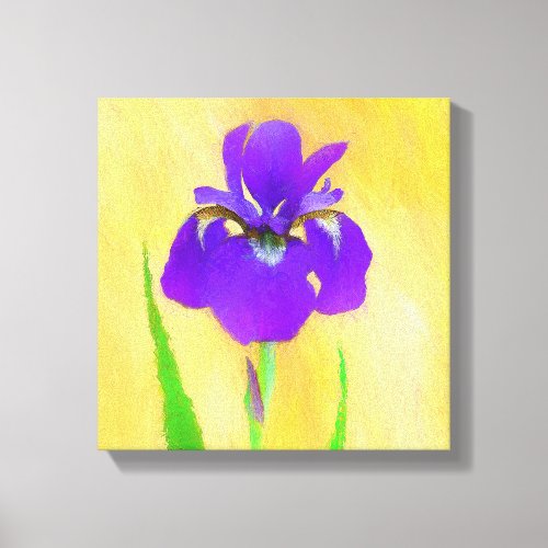 Purple Bearded Iris Painting _ Cute Original Dog A Canvas Print