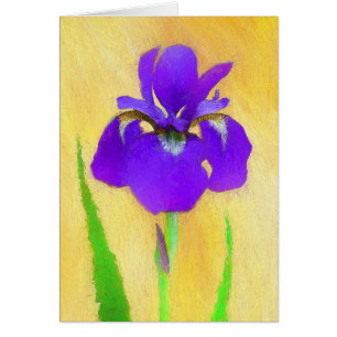 Purple Bearded Iris Painting - Cute Original Dog A Cards