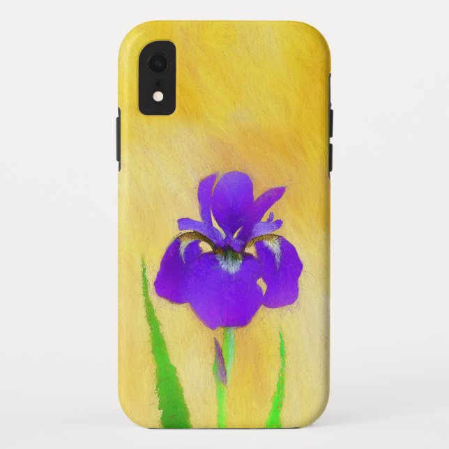Purple Bearded Iris Painting - Cute Original Dog A Case-Mate iPhone Case (Back)