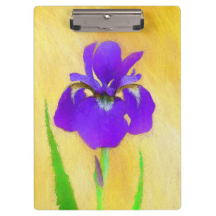 Purple Bearded Iris Painting - Cute Original Dog A Clipboard
