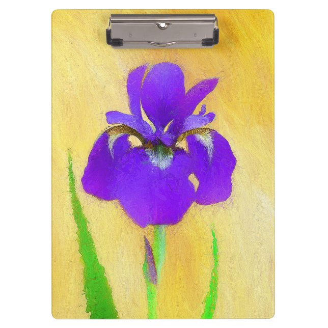 Purple Bearded Iris Painting - Cute Original Dog A Clipboard (Front)