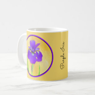 Purple Bearded Iris Painting - Cute Original Dog A Coffee Mug