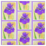 Purple Bearded Iris Painting - Cute Original Dog A Fabric