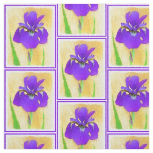 Purple Bearded Iris Painting - Cute Original Dog A Fabric