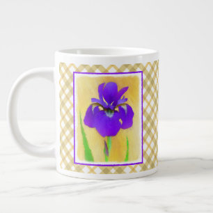 Purple Bearded Iris Painting - Cute Original Dog A Giant Coffee Mug