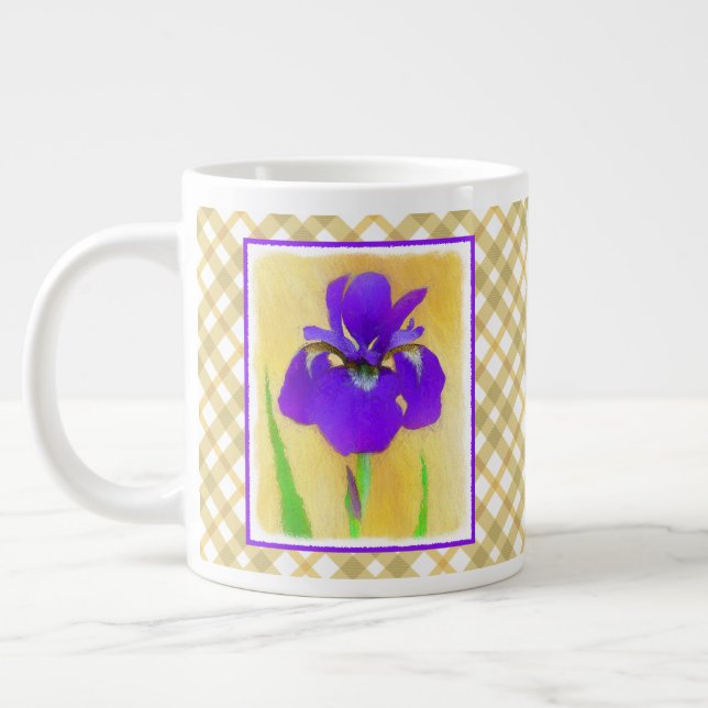Purple Bearded Iris Painting - Cute Original Dog A Giant Coffee Mug (Left)