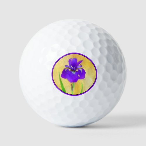 Purple Bearded Iris Painting _ Cute Original Dog A Golf Balls