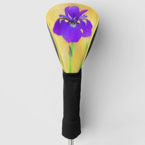 Purple Bearded Iris Painting _ Cute Original Dog A Golf Head Cover