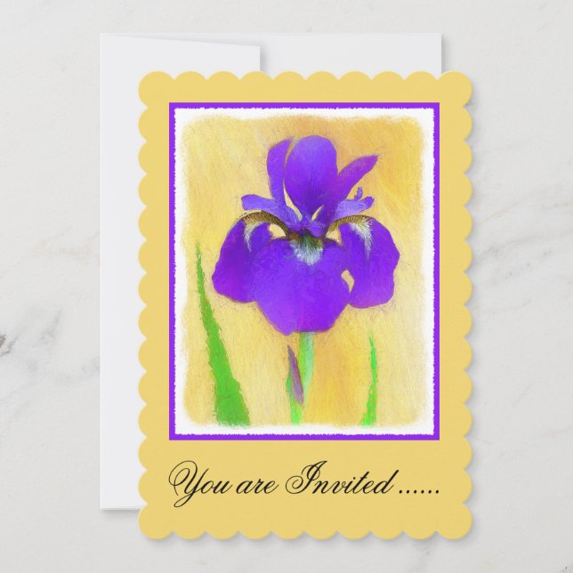Purple Bearded Iris Painting - Cute Original Dog A Invitation (Front)