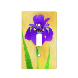 Purple Bearded Iris Painting - Cute Original Dog A Light Switch Cover