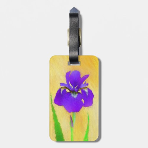 Purple Bearded Iris Painting _ Cute Original Dog A Luggage Tag