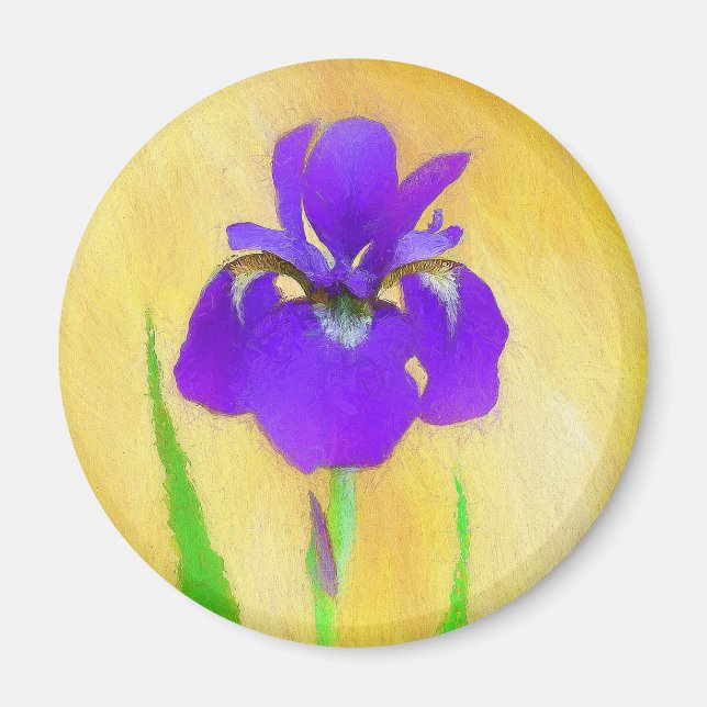 Purple Bearded Iris Painting - Cute Original Dog A Magnet (Front)