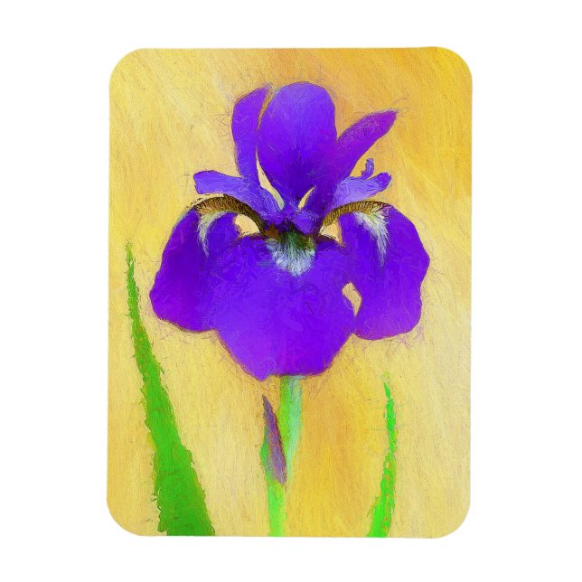 Purple Bearded Iris Painting - Cute Original Dog A Magnet (Vertical)