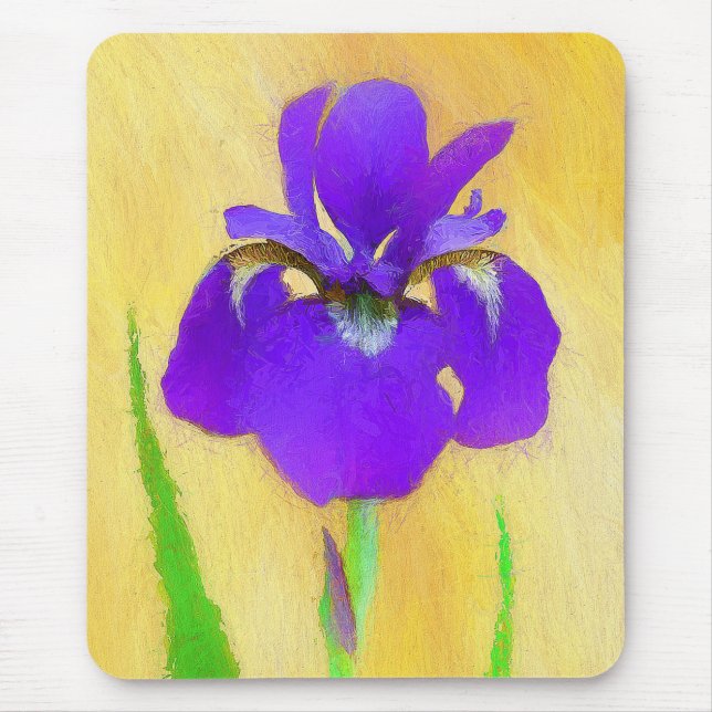 Purple Bearded Iris Painting - Cute Original Dog A Mouse Pad (Front)