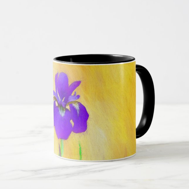 Purple Bearded Iris Painting - Cute Original Dog A Mug (Front Right)