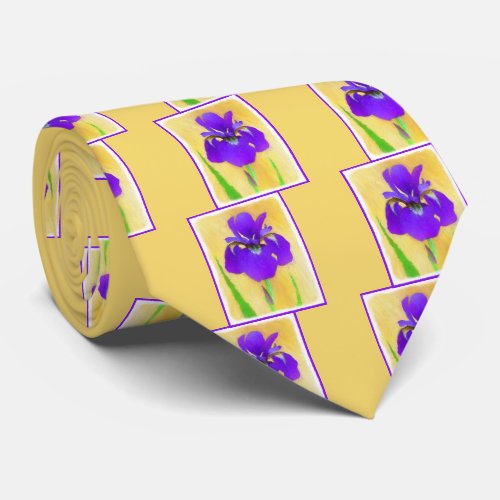 Purple Bearded Iris Painting _ Cute Original Dog A Neck Tie