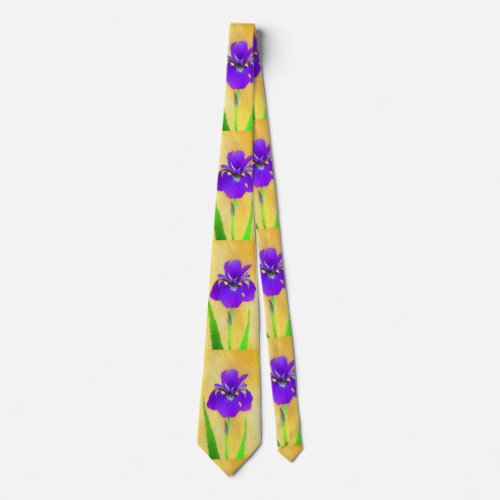 Purple Bearded Iris Painting _ Cute Original Dog A Neck Tie