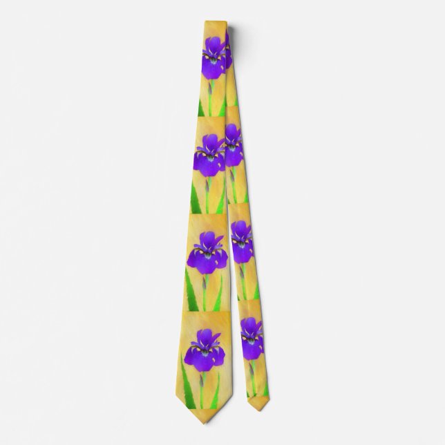 Purple Bearded Iris Painting - Cute Original Dog A Neck Tie (Front)