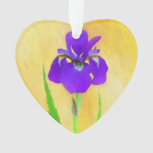 Purple Bearded Iris Painting - Cute Original Dog A Ornament