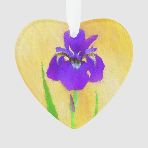 Purple Bearded Iris Painting _ Cute Original Dog A Ornament