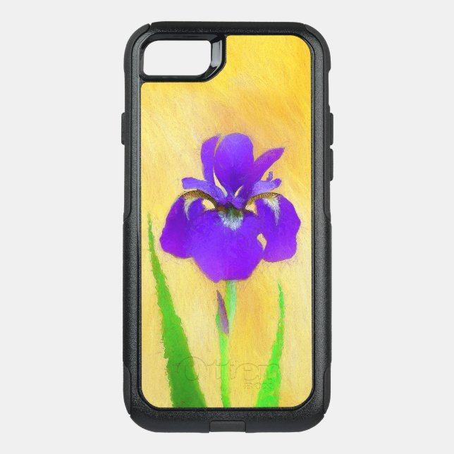 Purple Bearded Iris Painting - Cute Original Dog A Otterbox iPhone Case (Back)