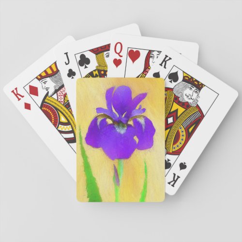 Purple Bearded Iris Painting _ Cute Original Dog A Poker Cards