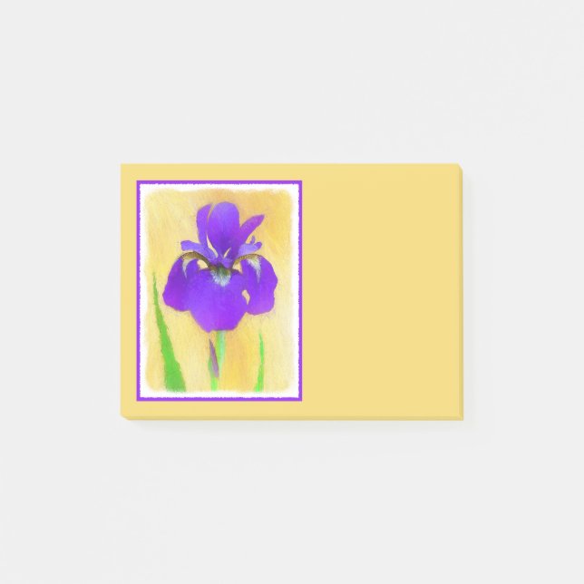 Purple Bearded Iris Painting - Cute Original Dog A Post-it Notes (Front)