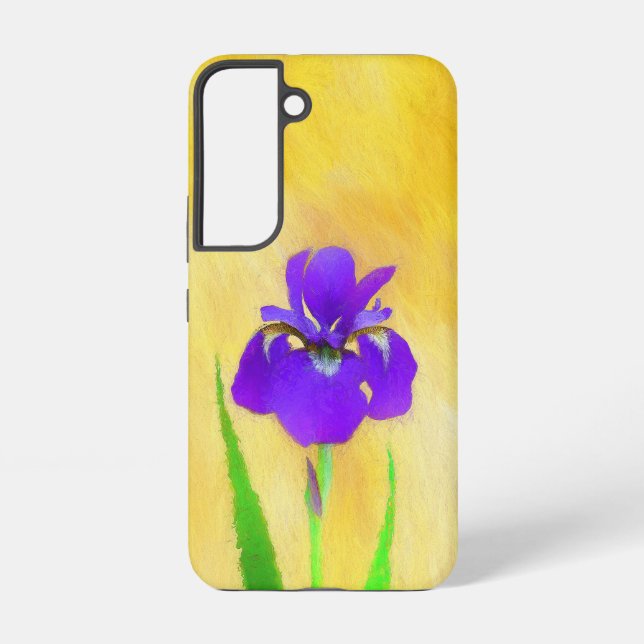 Purple Bearded Iris Painting - Cute Original Dog A Samsung Galaxy Case (Back)