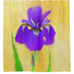 Purple Bearded Iris Painting - Cute Original Dog A Shower Curtain