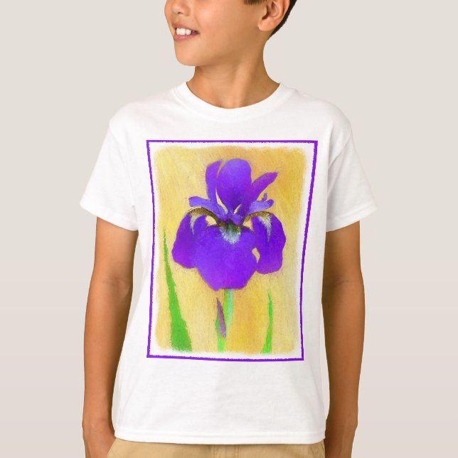 Purple Bearded Iris Painting - Cute Original Dog A T-Shirt (Front)