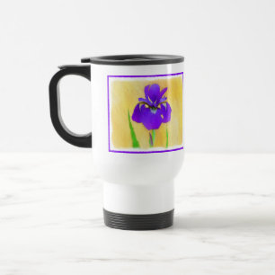 Purple Bearded Iris Painting - Cute Original Dog A Travel Mug