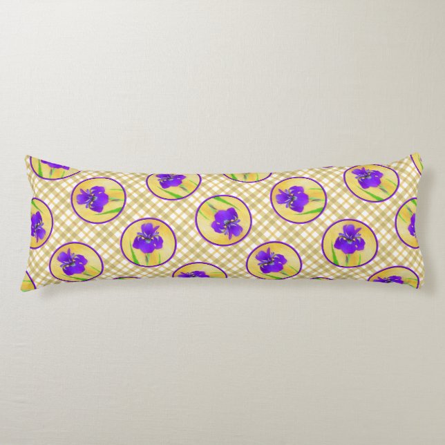 Purple Bearded Iris Painting Original Flower Art Body Pillow (Front)