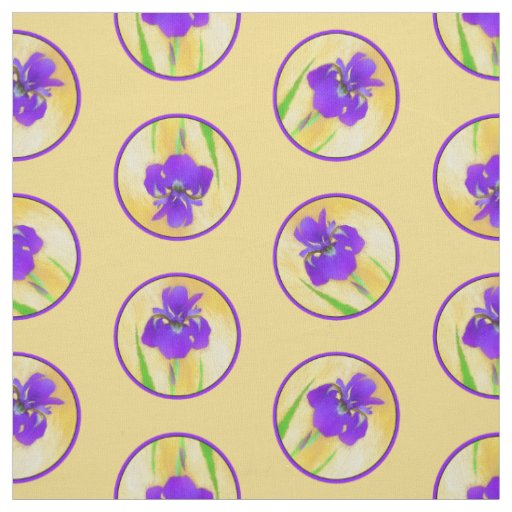 Purple Bearded Iris Painting Original Flower Art Fabric