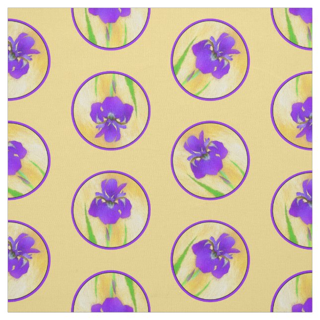 Purple Bearded Iris Painting Original Flower Art Fabric (Swatch)