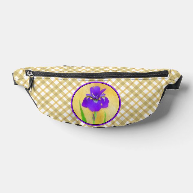 Purple Bearded Iris Painting Original Flower Art Fanny Pack (Lay Down)