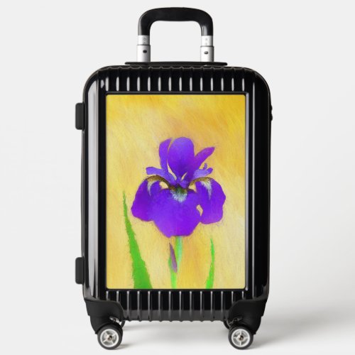 Purple Bearded Iris Painting _ Original Flower Art Luggage