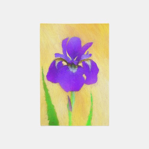 Purple Bearded Iris Painting _ Original Flower Art Rug