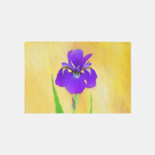 Purple Bearded Iris Painting _ Original Flower Art Rug