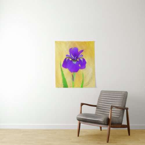 Purple Bearded Iris Painting _ Original Flower Art Tapestry