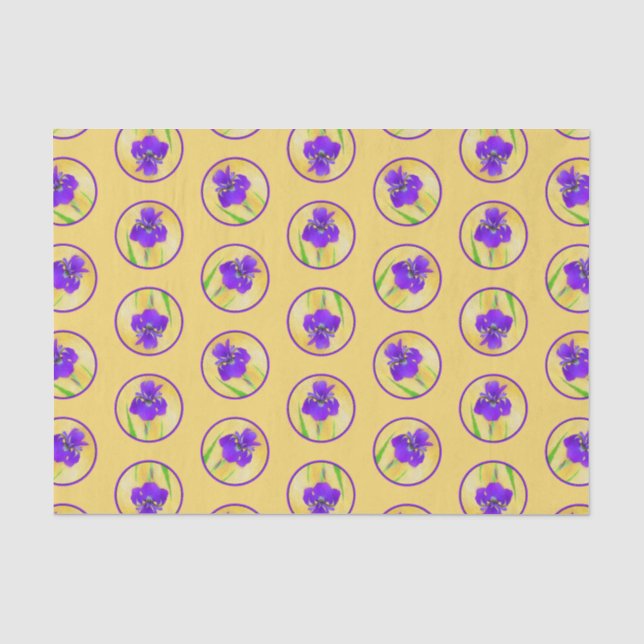 Purple Bearded Iris Painting Original Flower Art Tissue Paper (Front)