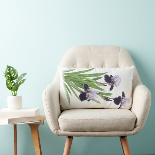 Purple Bearded Iris Trio Lumbar Pillow (Chair)