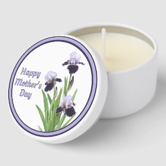 Purple Bearded Irises Botanical Art Personalized Mini Candle Favors