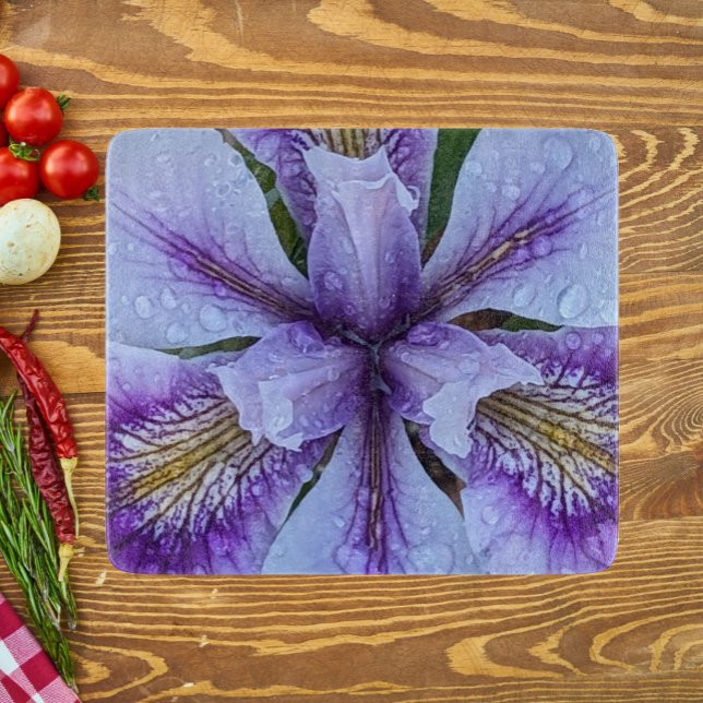 Purple Beardless Iris Floral Cutting Board (In Situ)