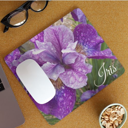 Purple Beardless Iris Floral Mouse Pad