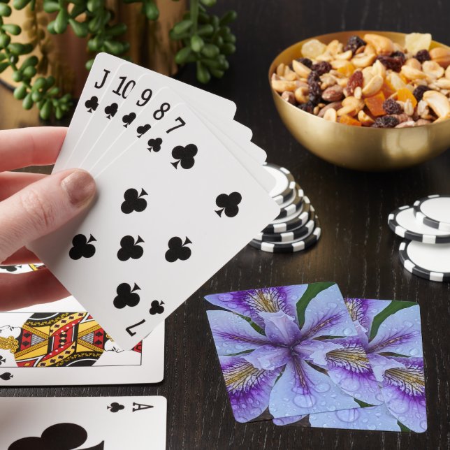 Purple Beardless Iris Floral Poker Cards (In Situ)