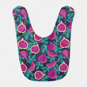 purple beautiful fig pattern blue baby bib
