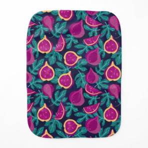 purple beautiful fig pattern blue baby burp cloth