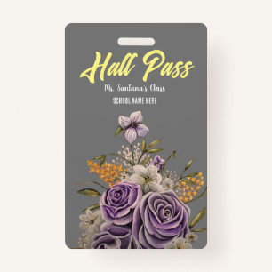 Purple Beauty Hall Pass Badge