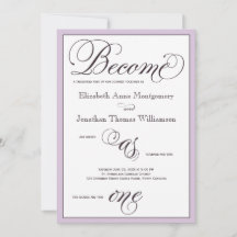 Purple Become as One Christian Wedding Invitation
