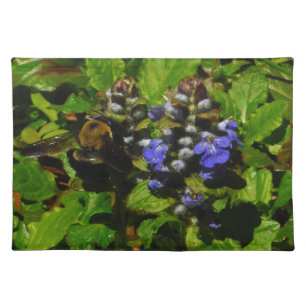 Purple Bee Balm and Bumble Bee Placemat